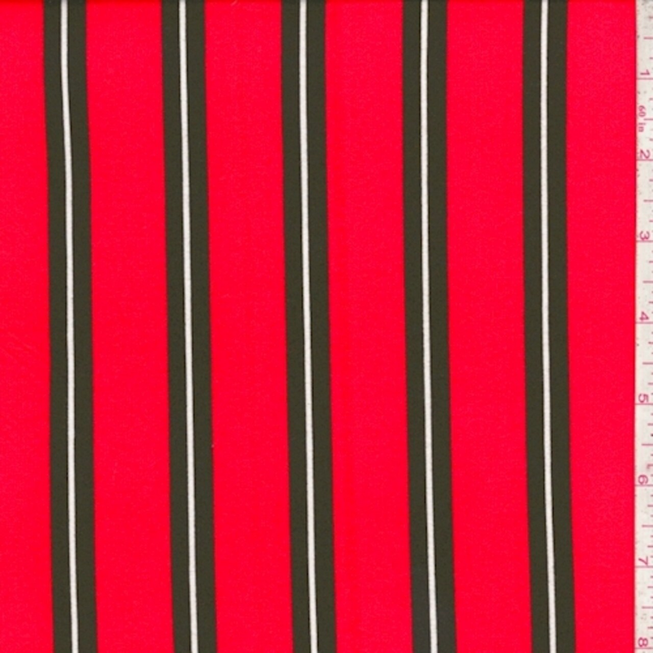 Red/Black Stripe Double Brushed Jersey Knit Fabric By the Yard